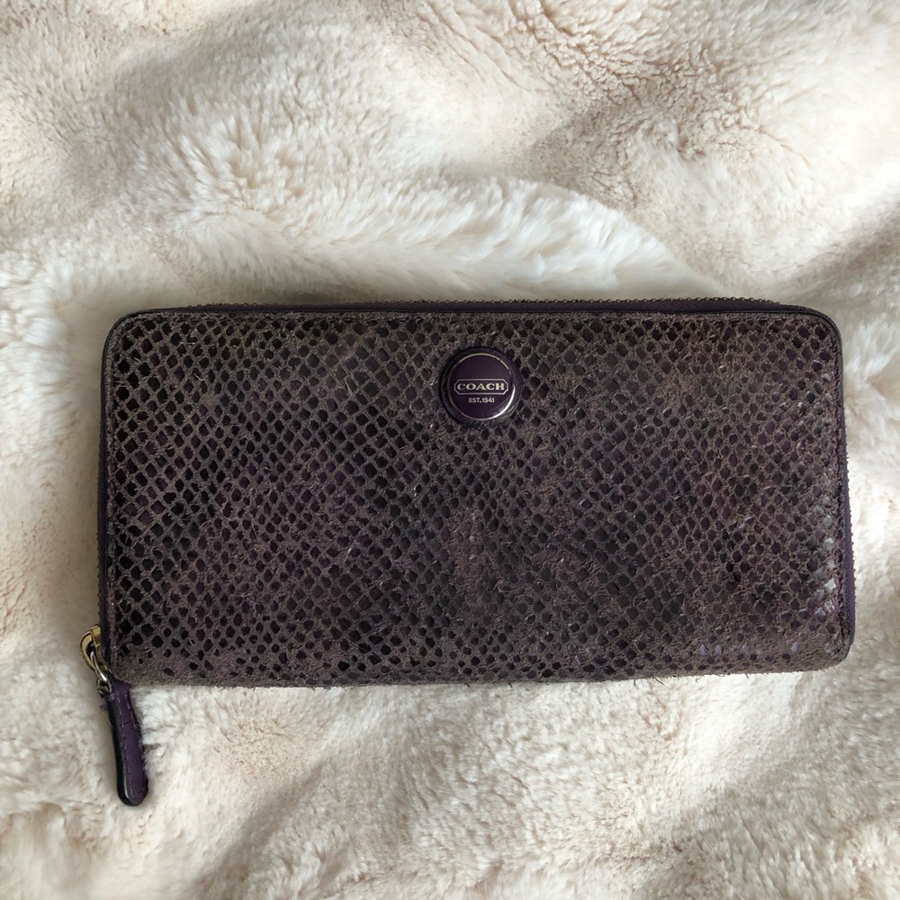 Vintage Coach Dark Textured Snakeskin Wallet